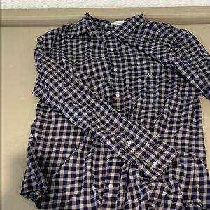 Criquet Women’s Blue, White, and Purple Plaid Shirt
